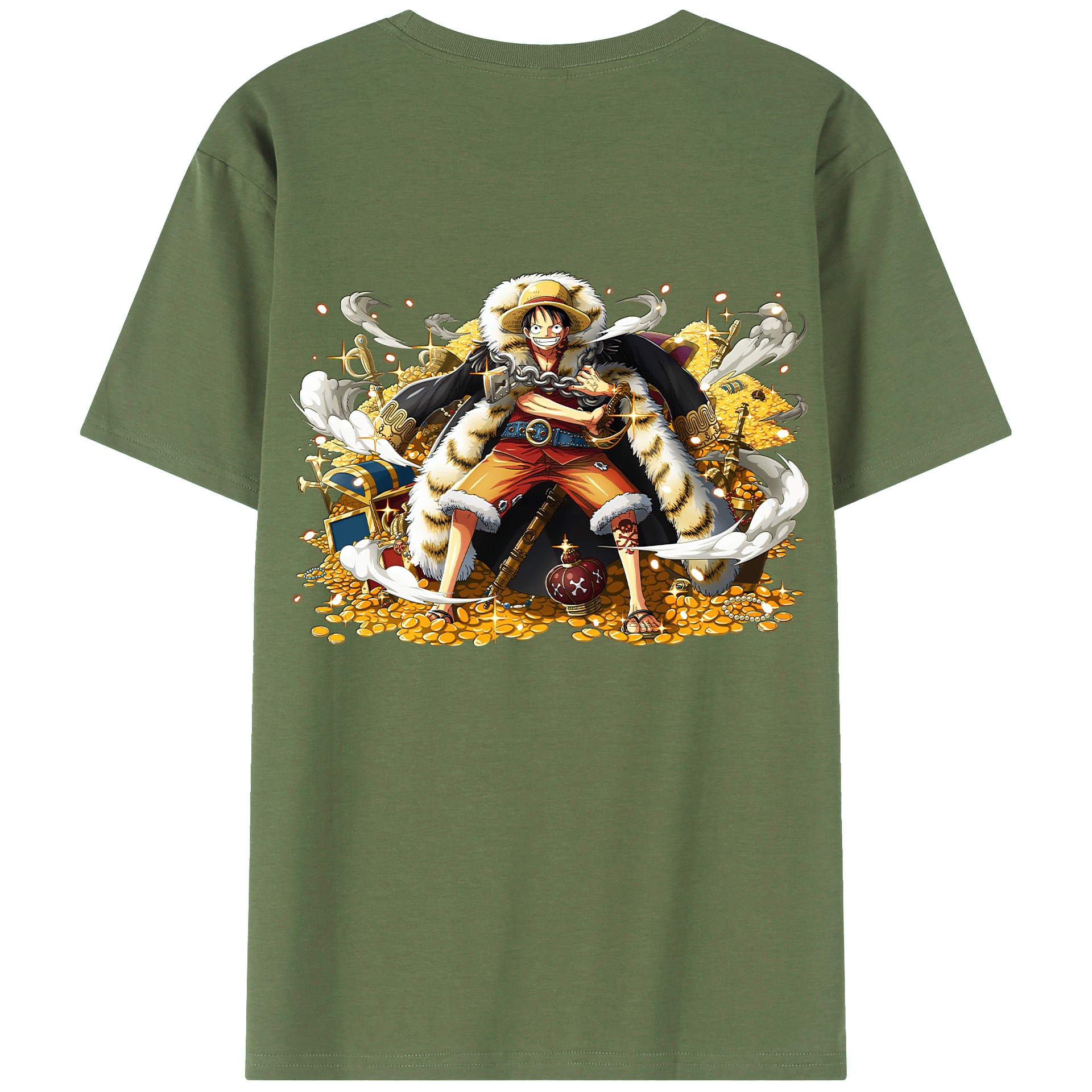 ワンピース モンキー・D・ルフィ ONE PIECE Monkey D. Luffy 綿100％ メンズ半袖Tシャツ（バックプリント） 通気性